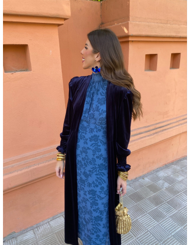 Kaftan Largo de Terciopelo Azul