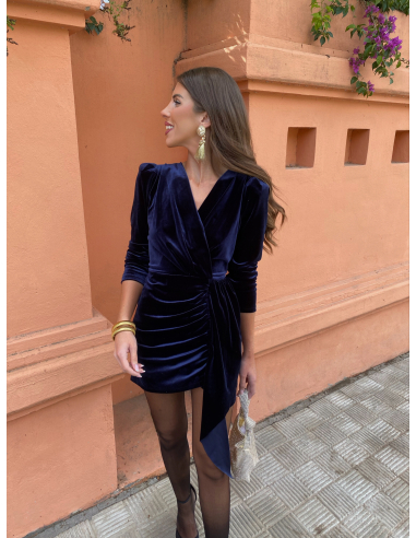 Vestido Corto Velvet Azul