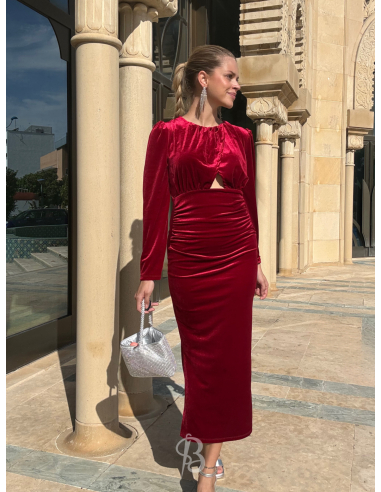 Vestido Yina Terciopelo Rojo