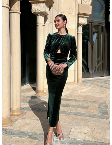 Vestido Yina Terciopelo Verde