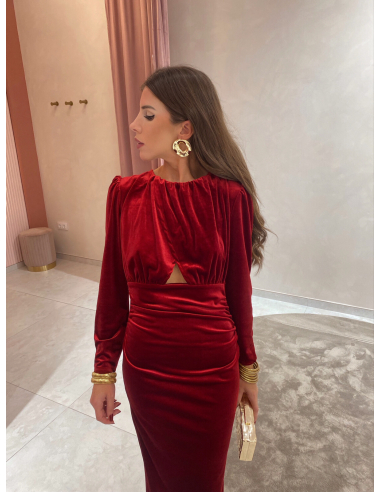 Vestido Yina Terciopelo Rojo