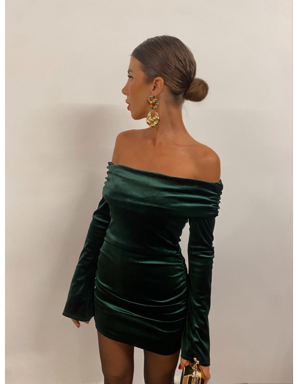 Vestido Santiz Terciopelo Verde