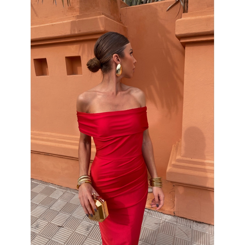 VESTIDO STRAPLESS ROJO